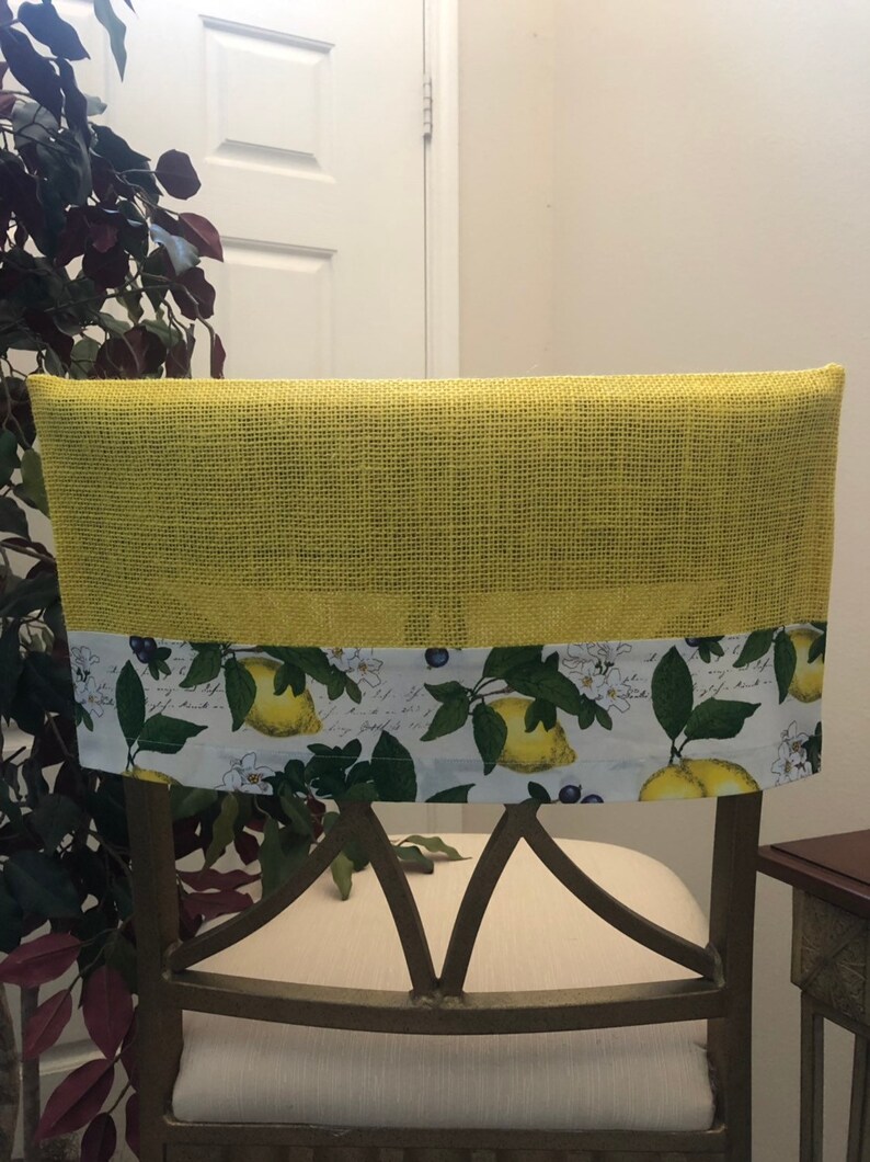 Lemon Chair Cover Yellow Burlap Slipcover Chair Cap Lemon Etsy