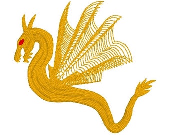 Golden Dragon Embroidery Design