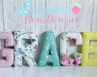 Fabric Letters, Handmade Fabric Letters, Wall Art, Nursery, Children's Bedroom, Boys, Girls Personalised fabric letters