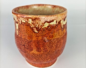 Red Handless Teacup, Medium Size Piala, Burnt Orange Color Bowl 8 cm x 8 cm