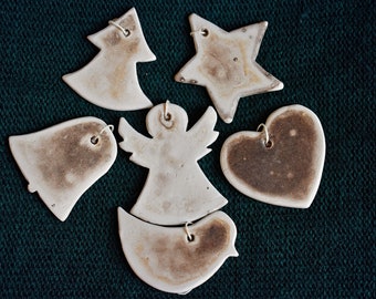 Toys For Christmas Tree 6 pieces, Obvara Ceramic Decorations, Small Chrismas gift, 6cm x 6cm