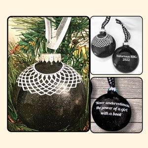 RBG Christmas Ornament, Iconic Collar, Personalized Judge Gift