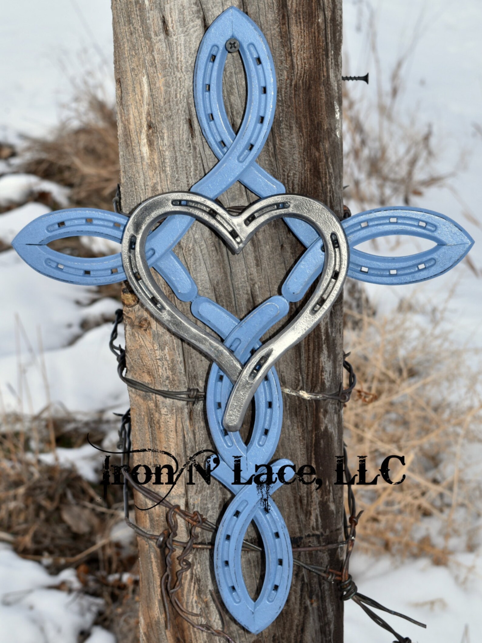 Horseshoe cross with heart© Etsy