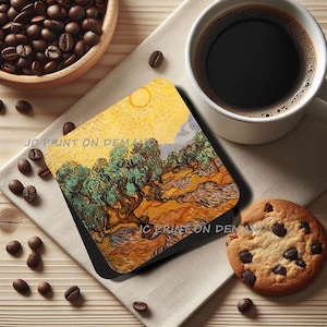 Olive Trees by by Vincent Van Gogh, Set of 4 Soft Neoprene Coasters, FAMART003