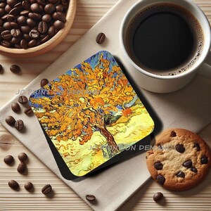 Mulberry Tree by Van Gogh, Set of 4 Soft Neoprene Coasters, FAMART002