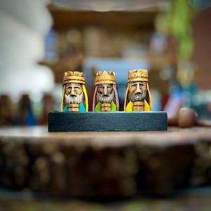 Mini Hand carved Tres Reyes Magos  (Three wise men) 3&quot; Tall