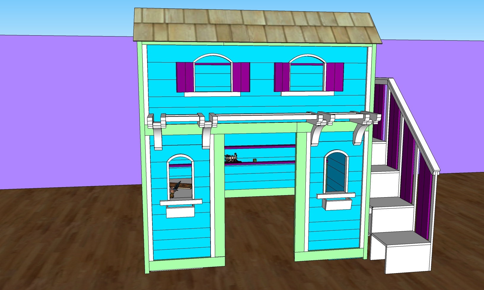 Playhouse Loft Bed Etsy