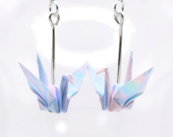 Pastel Rainbow Earrings.Origami Crane Earrings.Origami Earrings.Unique Gift.Origami Jewellery.Paper Jewelry.Mothers Day Gift.Pastel Earrings