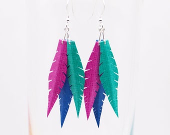 Feather Earrings.Statement Earrings.Festival Earrings.Paper Feathers.Festival Accessories.Carnival Earrings.Unique Gift.Colourful Earrings