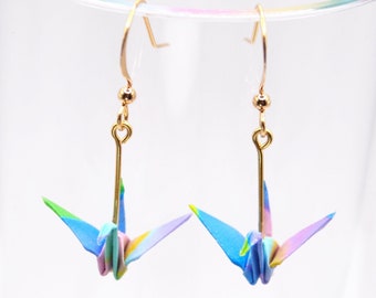 Origami Crane Earrings.Colorful Earrings.Origami Earrings.Unique Gift.Origami Jewellery.Fun Earrings.Artistic Earrings.Creative Earrings