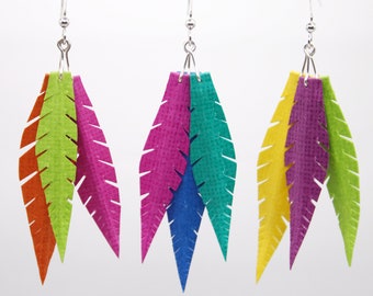 Choose your own colour combo.Feather Earrings.Statement Earrings.Festival Earrings.Paper Feathers.Festival Accessories.Carnival.Unique Gift