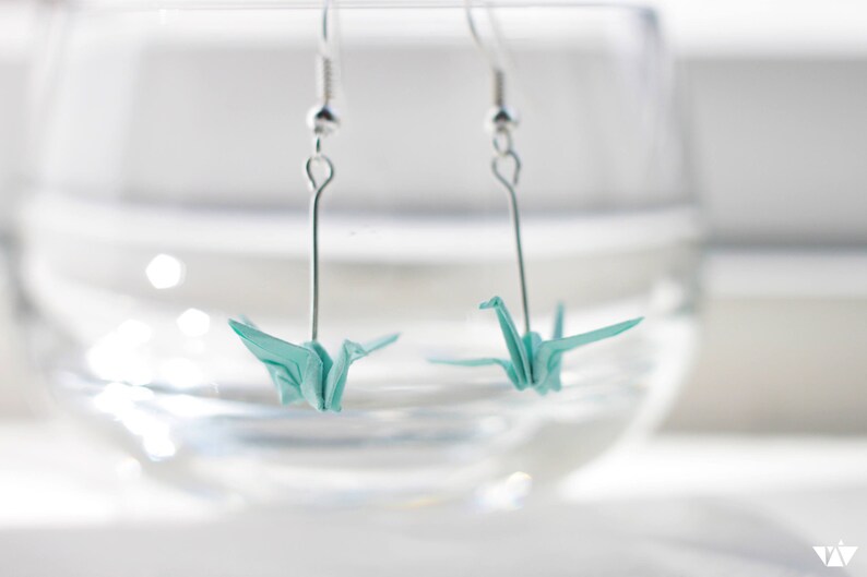 Choose your own colour.Origami Crane Earrings.Origami Earrings.Unique Gift.Mothers Day Gift.Colorful Earrings.Statement Earrings image 1