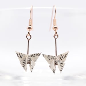 Book Page Earrings.Origami Butterfly Earrings.Book Lover Gift.Bookish Earrings.Literary-Themed Jewelry.First Anniversary Gift.Teacher Gift