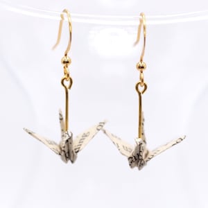 Book Page Earrings.Origami Crane Earrings.Book Lover Gift. Literary-Themed Jewelry.Bookish Gift.First Anniversary.Teacher Gift.Mothers Day