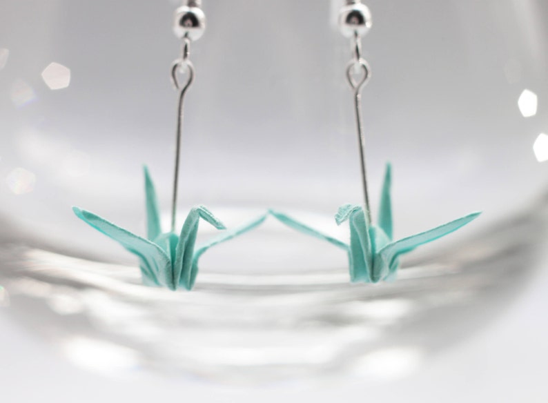 Choose your own colour.Origami Crane Earrings.Origami Earrings.Unique Gift.Mothers Day Gift.Colorful Earrings.Statement Earrings image 2
