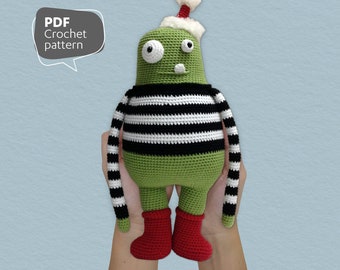 Amigurumi Monster Pattern, Walt the Green Monster, Printable PDF