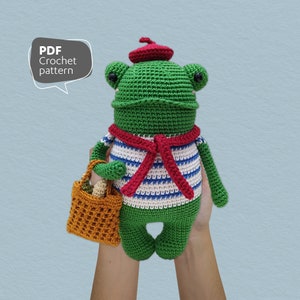 Crochet Frog Pattern, Amigurumi Frog Pattern, Frenchie the Frog, 10-page Printable PDF in English (US Terms), Digital Download