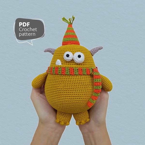 Crochet Amigurumi Monster Pattern, George the Rebel Monster, Printable PDF