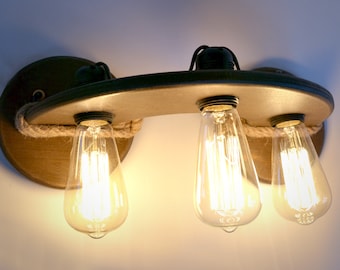 Wooden sconce with Edison lamps, rustic wall lamp, wall light, plywood lamp, wooden rustic lighting fixture, original handmade wall sconce