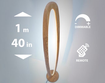 Natural oak dimmable floor lamp 1m tall with remote control, wooden floor lamp, wood lamp, floor light, floor fixture, 40 inch lamp