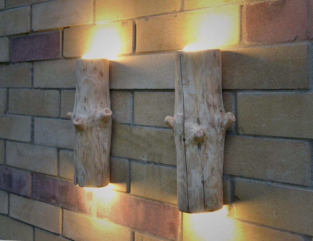 Wooden Sconce in Natural Color, Wall Light From Natural Log, Wall ...
