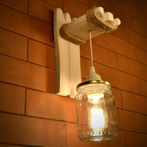Wall Lamp From Wood and Canning Jar, Original Wooden Sconce, Rustic Wall Fixture, Mason Jar lamp, Wood Wall Lamp, Pendant Wall Light
