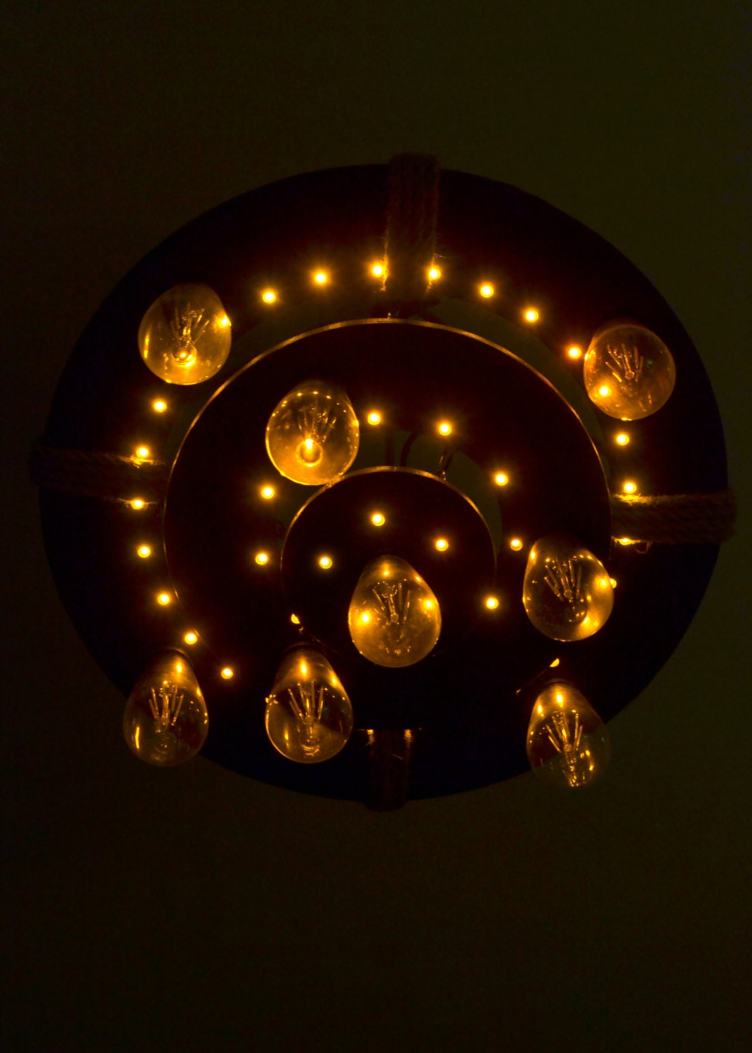 Hölzerne Deckenleuchte mit LED-Spots Kreis-Kronleuchter | Etsy