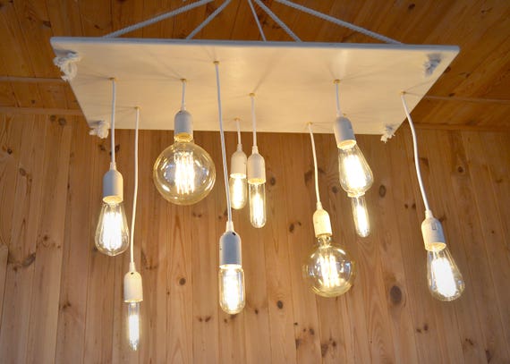 Pendant Lamp With Many Edison Bulbs In Different Shapes And Etsy