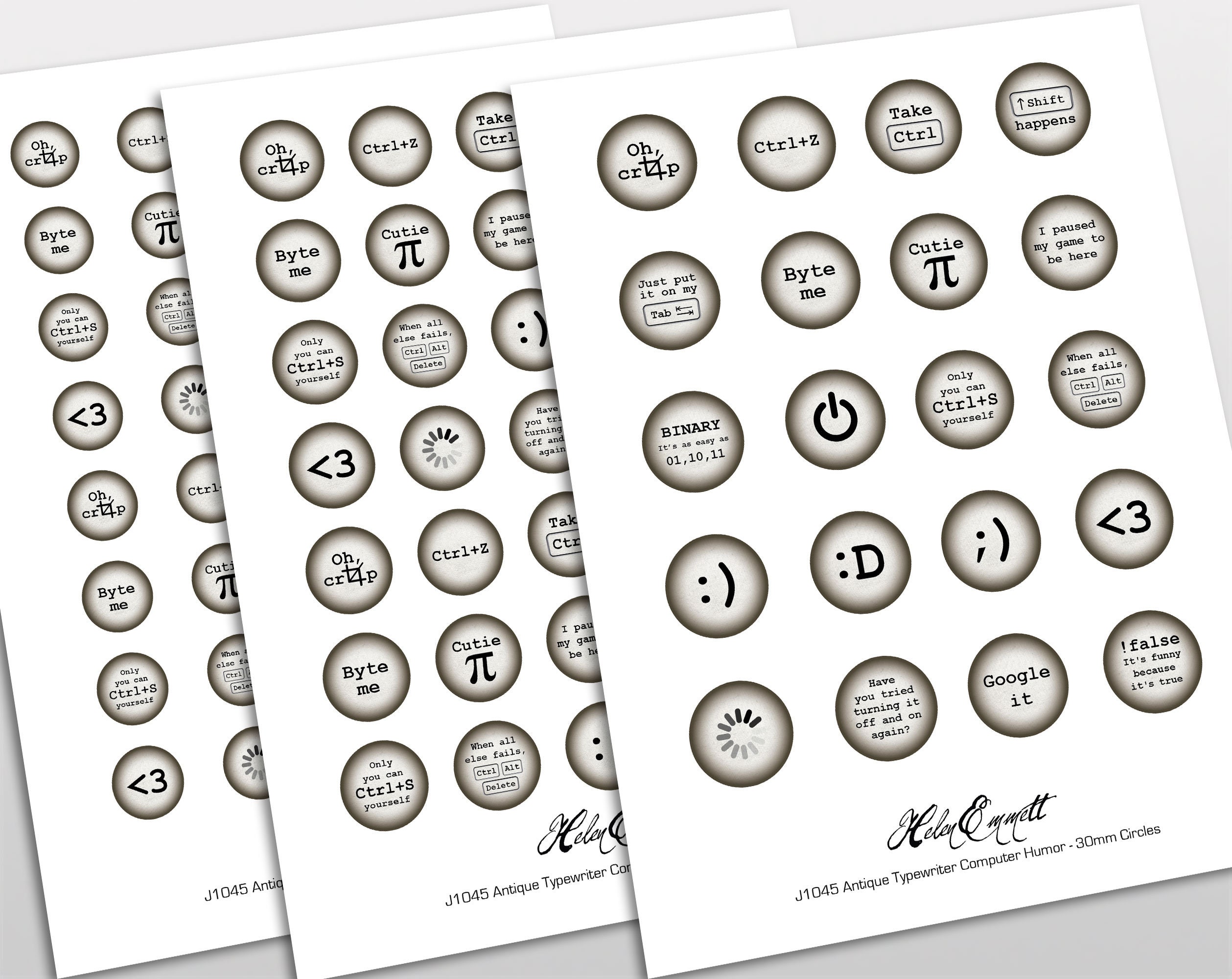 Antique Typewriter Computer Puns 30mm 25mm 1 Inch & 20mm Etsy