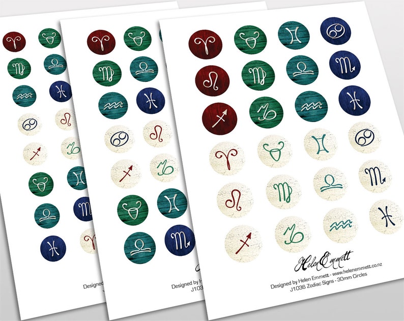 Download 20mm Circles 25mm 30mm 1 Inch Astrology Zodiac Signs On Rustic Wood And Cracked Paint Digital Download Digital Collage Sheet Jewelry Beauty Jewelry Making Beading Safarni Org
