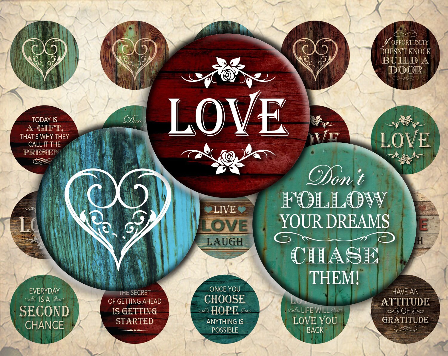Inspirational Love Quotes on Wood 30mm 25mm 1 Inch & 20mm Etsy