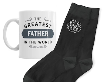 Father Gift Mug and Socks Present for Birthday Christmas Xmas Keepsake Father Gift Set Coffee Mug Men's Socks Size 6-11