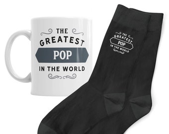 Pop Gift Mug and Socks Present for Birthday Christmas Xmas Keepsake Pop Gift Set Coffee Mug Men's Socks Size 6-11