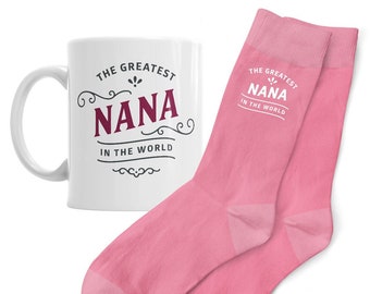 Nana Gift Mug and Socks Present for Birthday Christmas Xmas Keepsake Nana Gift Set Coffee Mug Women's Socks Size 4-7