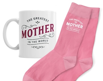 Mother Gift Mug and Socks Present for Birthday Christmas Xmas Keepsake Mother Gift Set Coffee Mug Women's Socks Size 4-7