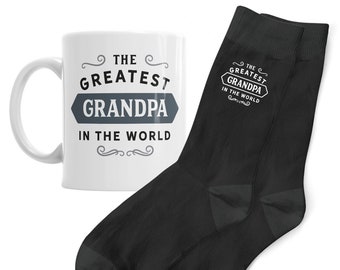 Grandpa Gift Mug and Socks Present for Birthday Christmas Xmas Keepsake Grandpa Gift Set Coffee Mug Men's Socks Size 6-11