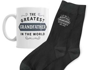 Grandfather Gift Mug and Socks Present for Birthday Christmas Xmas Keepsake Grandfather Gift Set Coffee Mug Men's Socks Size 6-11