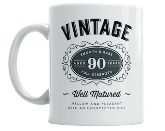 90th Birthday Mug for Coffee or Tea for Men and Women Gift Idea Vintage Keepsake Present for 90 year old