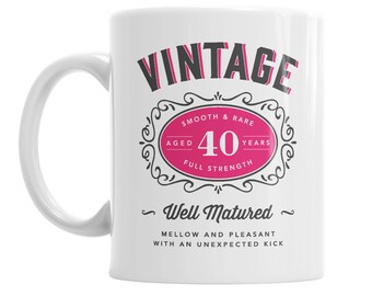 40th Birthday Mug for Coffee or Tea Men and Women Gift Idea Funny Vintage Keepsake Present for 40 year old