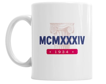 90th Birthday Mug for Coffee or Tea for Men and Women Gift Idea Roman Numerals Keepsake Present for 90 year old