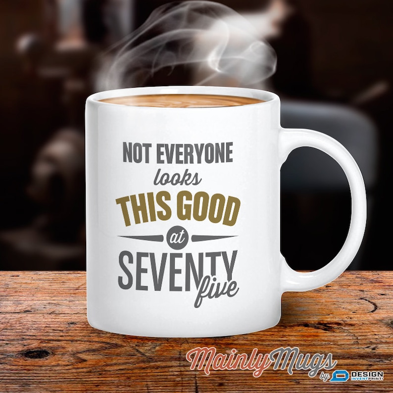 Birthday Flowers Design Personalised Age 75 Birthday Gift 75th Birthday Mug for Women and Men