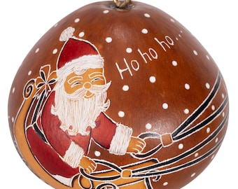 Santa & Reindeer - Gourd Ornament