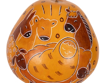 Adoring Baby Jesus - Gourd Ornament