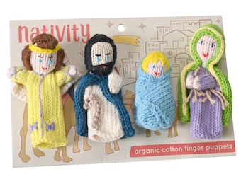 Nativity Gift Set of 4 Finger Puppets in Organic Cotton