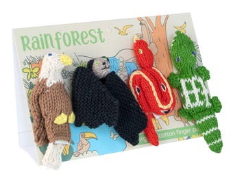 Rainforest Gift Set of 4 Finger Puppets in Organic Cotton
