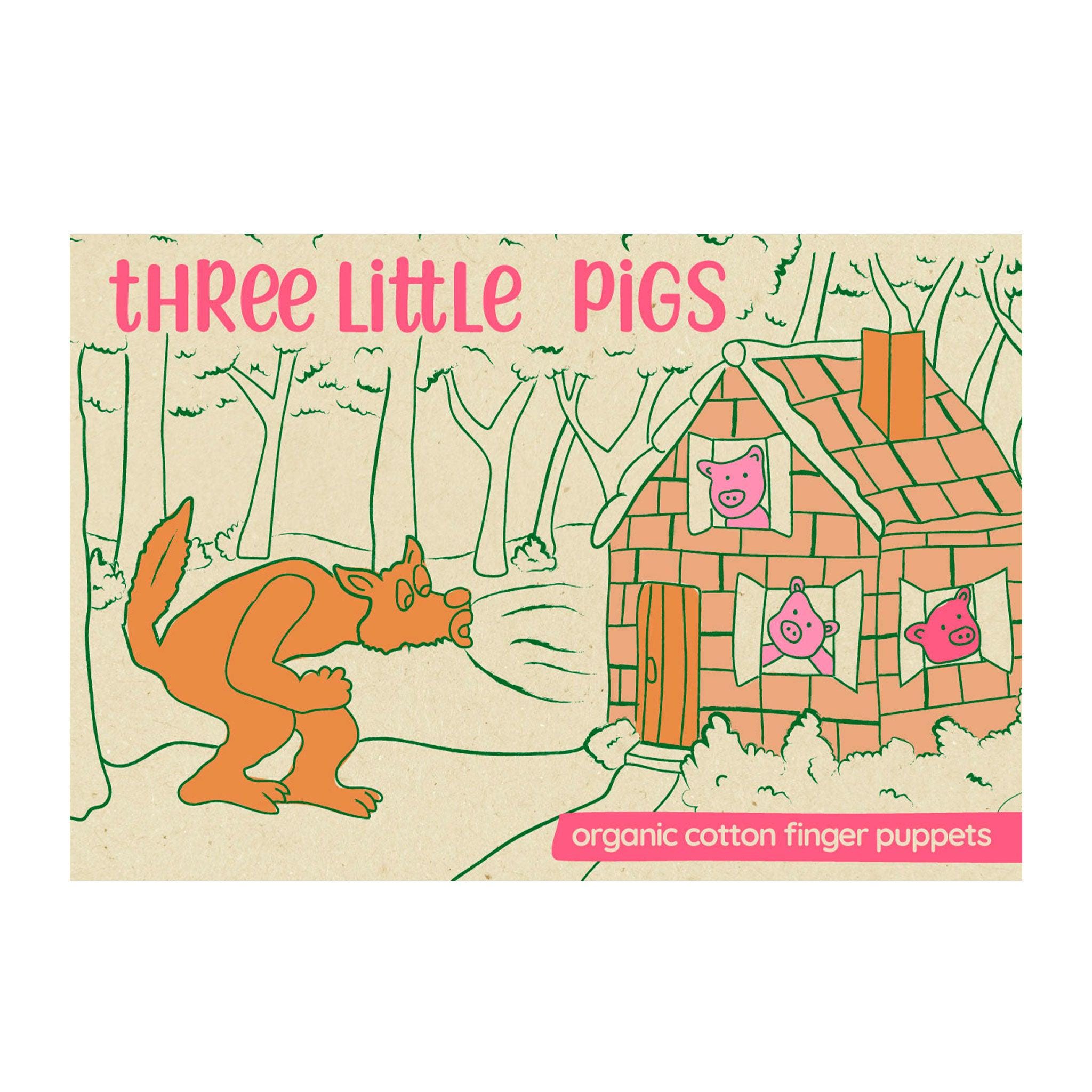 Three Little Pigs Story Pack of 4 - Organic Cotton Finger Puppets - Etsy