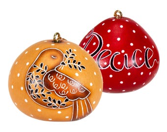 Dove & Holly - Mini Gourd Ornament