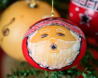 Santa Smile  - Mini Gourd Ornament