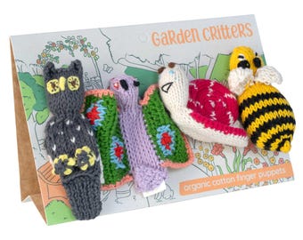 Garden Gift Set of 4 Finger Puppets in Organic Cotton