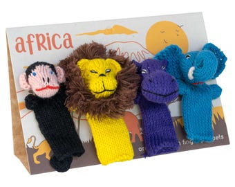 Africa Gift Set of 4 Finger Puppets in Organic Cotton